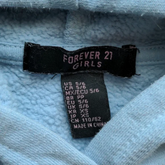 5/6T Cropped Baby Blue Hoodie Forever21 - Picture 2 of 8